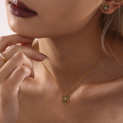 Stainless Steel Inland Zircon Snowflake Necklace - Image 4