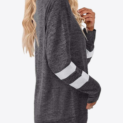 Striped Contrast Raglan Sleeve Top - Image 8