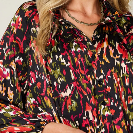 Double Take Full Size Printed Button Up Long Sleeve Shirt - Image 16