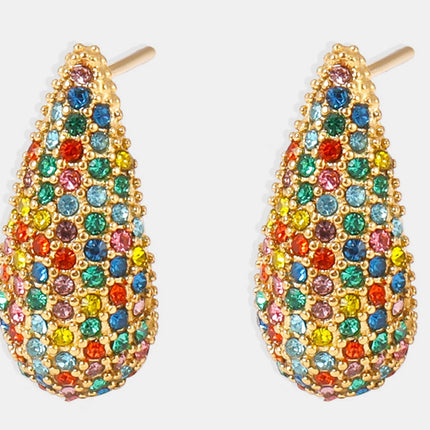 Stainless Steel Inlaid Zircon Teardrop Earrings - Image 7