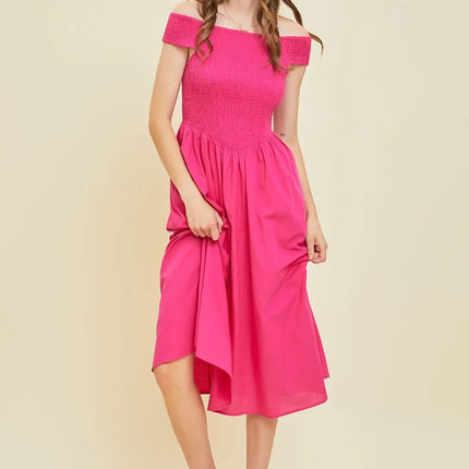 HEYSON Off-Shoulder Smocked Midi Dress - Image 4