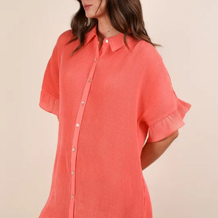 VERY J Pleated Detail Button Down Mini Dress - Image 4