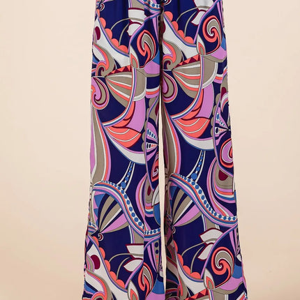 Mittoshop Abstract Print Elastic Waist Wide Leg Pants - Image 1