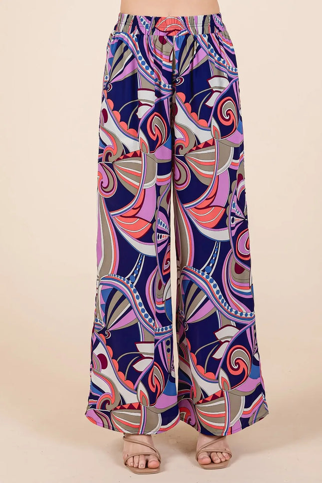 Mittoshop Abstract Print Elastic Waist Wide Leg Pants