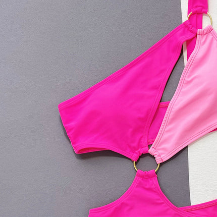 One-Shoulder Cutout Ring Detail One-Piece Swimsuit - Image 5