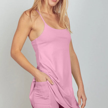 VERY J Sleeveless Active Tennis Dress with Unitard Liner - Image 1