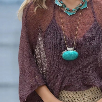 Round Neck Long Sleeve Cover-Up - Image 3