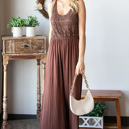First Love Tie Back Sleeveless Slit Wide Leg Jumpsuit - Image 7