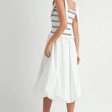 MABLE Smocked Bodice Bubble Midi Dress - Image 8