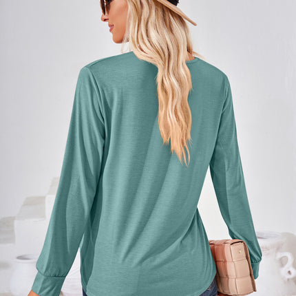 Square Neck Ruched Long Sleeve Blouse - Image 18