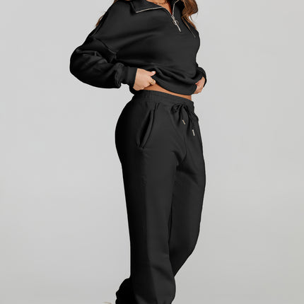 Quarter Zip Top and Drawstring Pants Active Set - Image 1