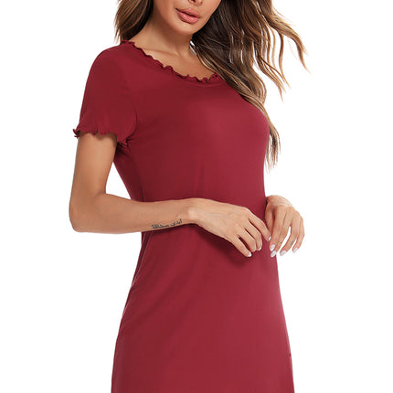 Round Neck Short Sleeve Lounge Dress - Image 6