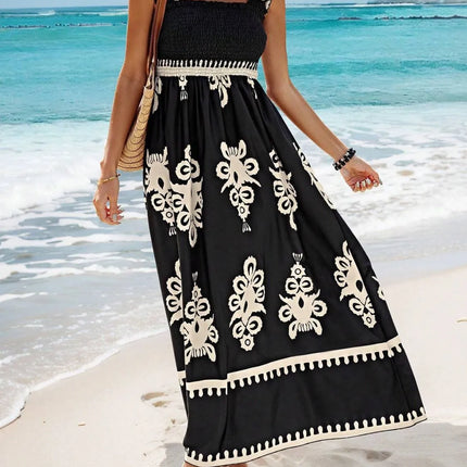 Smocked Printed Wide Strap Maxi Dress - Image 4
