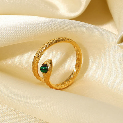 Snake Charmer Malachite Snake-Shaped Bypass Ring - Image 3