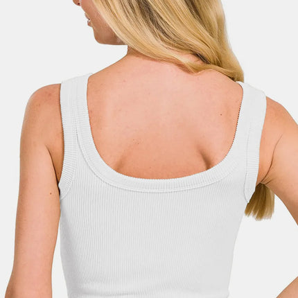 Zenana Ribbed Round Neck Cropped Tank - Image 2