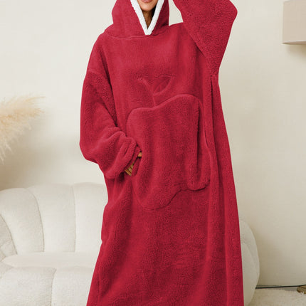 Pocketed Contrast Long Sleeve Hooded Lounge Dress - Image 2