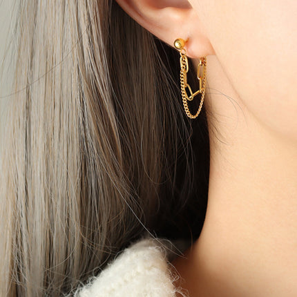 Titanium Steel Double Chain Earrings - Image 2