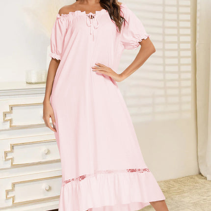 Lace Detail Short Sleeve Lounge Dress - Image 8