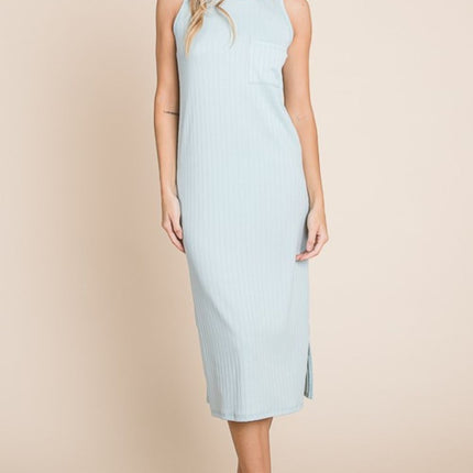 BOMBOM Ribbed Knit Sleeveless Midi Dress - Image 2