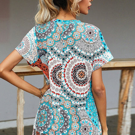 Shiny Printed Round Neck Short Sleeve Tee - Image 10