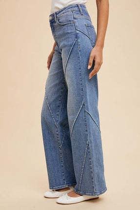 Annie Wear Decorative Seams Wide Leg Jeans - Image 2