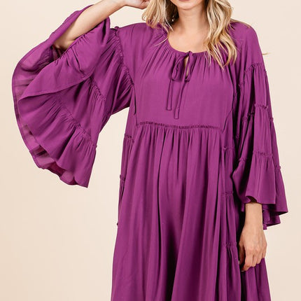Mittoshop Frill Tie Neck Bell Sleeve Dress - Image 4