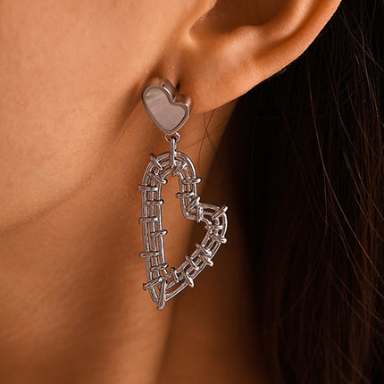 Stainless Steel Heart Earrings and Necklace Set - Image 4