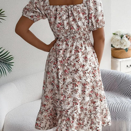 Ruffled Hem Floral Puff Sleeve Dress - Image 18