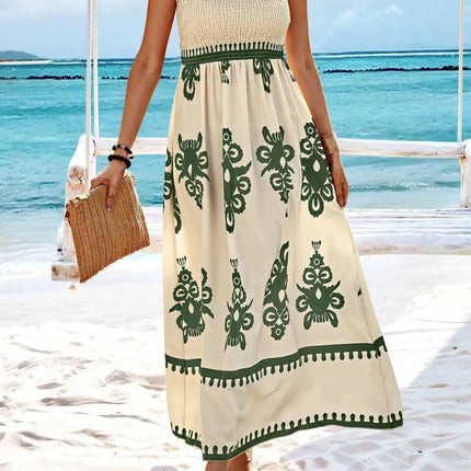 Smocked Printed Wide Strap Maxi Dress - Image 13