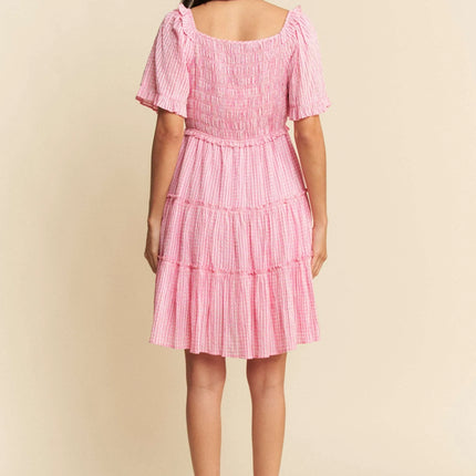 Davi & Dani Jacquard Checker Smocking Tiered Dress - Image 10