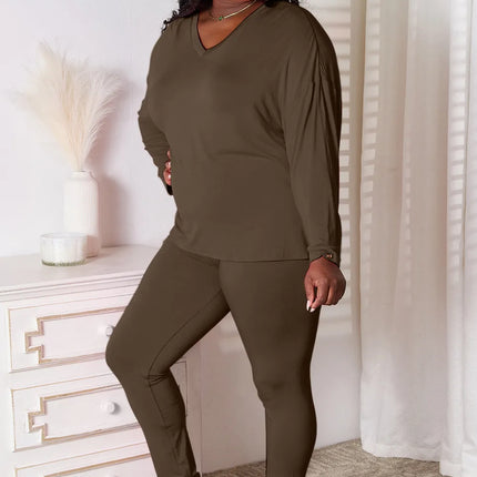 Basic Bae Bamboo Full Size V-Neck Long Sleeve Top and Pants Lounge Set - Image 11