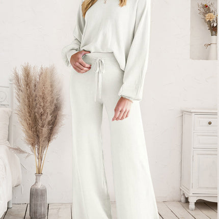 Long Sleeve Lounge Top and Drawstring Pants Set - Image 22