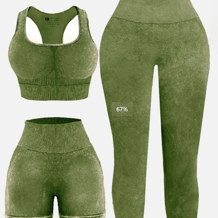 3 Piece Washed Square Neck Wide Strap Active Set - Image 27