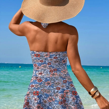 Cutout Printed Halter Neck One-Piece Swimwear - Image 2