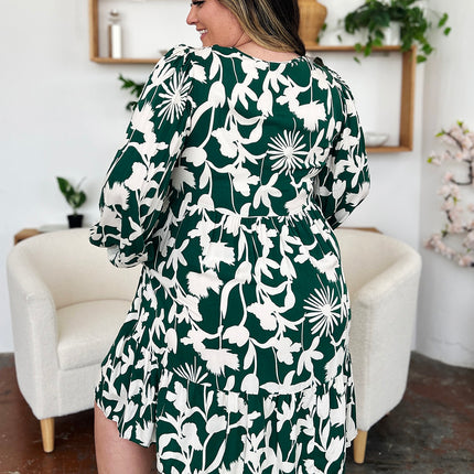 Double Take Full Size Printed Ruffle Hem Dress with Pocket - Image 9