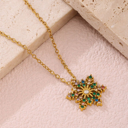 Stainless Steel Inland Zircon Snowflake Necklace - Image 1