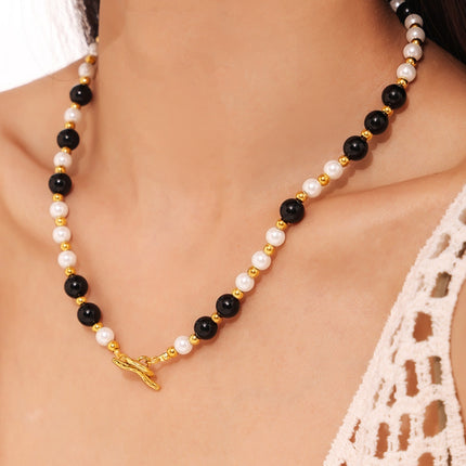 Stainless Steel Agate Shell Bead Necklace - Image 2