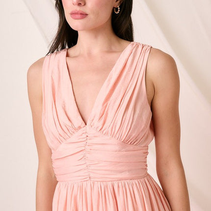 Mittoshop Ruched V-Neck Sleeveless Midi Dress - Image 6