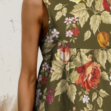 FAM-FAM Tiered Printed Round Neck Sleeveless Dress - Image 9