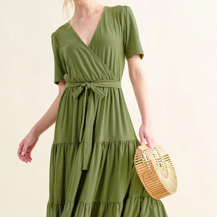 And The Why Soft Short Sleeve Tiered Midi Dress - Image 5