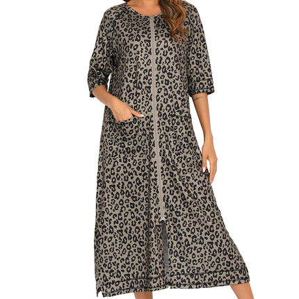 Printed Slit Night Dress with Pockets - Image 17
