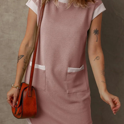 Round Neck Cap Sleeve Mini Dress - Image 14