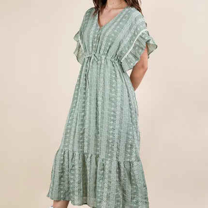 VERY J Embroidered Boho Ruffled Midi Dress - Image 6