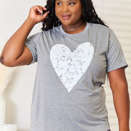 Simply Love Heart Graphic Cuffed Short Sleeve T-Shirt - Image 1