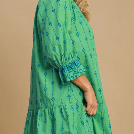 Umgee Full Size Tassel Embroidered Flounce Sleeve Mini Dress Plus Size - Image 5