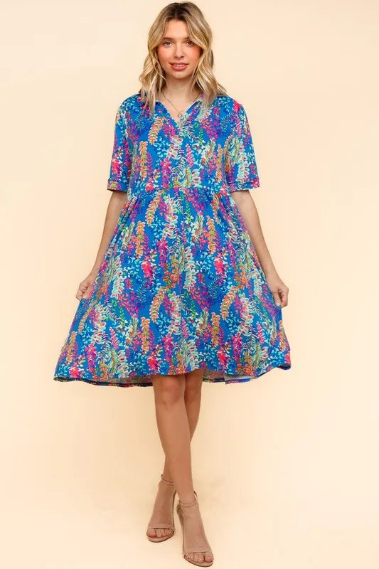 Haptics Johnny Collar Babydoll Dress with Side Pockets