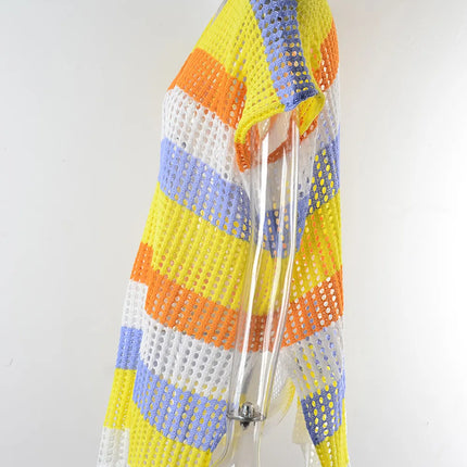 Slit Color Block V-Neck Cover-Up - Image 4