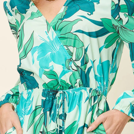 Double Take Full Size Floral Long Sleeve Romper with Pockets - Image 14