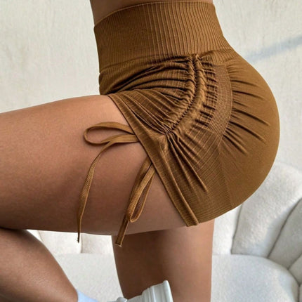 Drawstring High Waist Active Shorts - Image 1