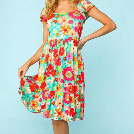 Haptics Floral Square Neck Short Sleeve Dress - Image 5